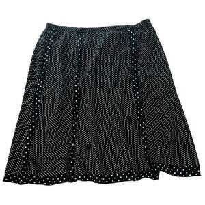 Adrianna Papell Woman Elastic Waist Black White Polkadot Skirt Plus Size‎ 20W